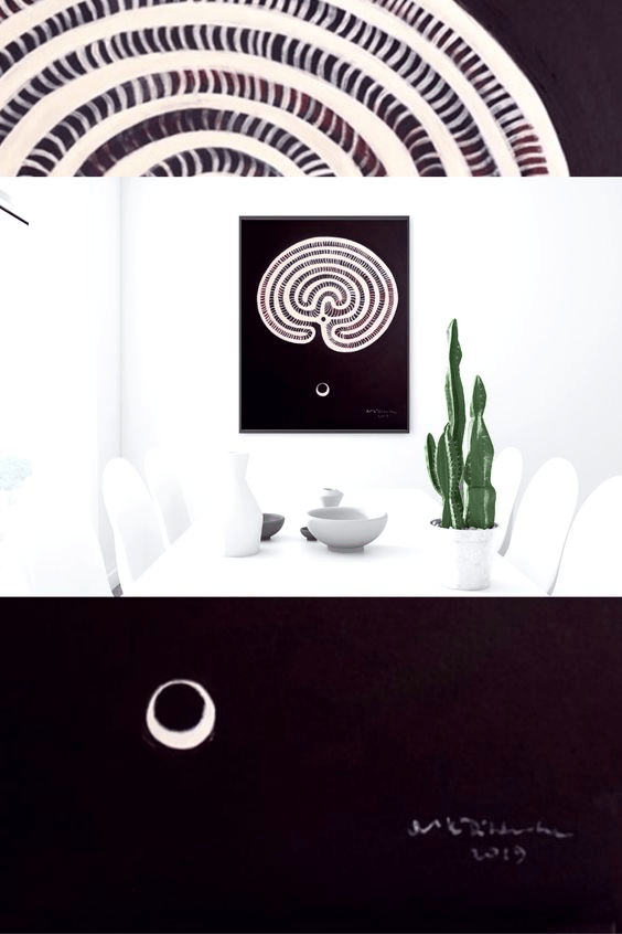 Maze & Labyrinth. Modern Original Black Painting
