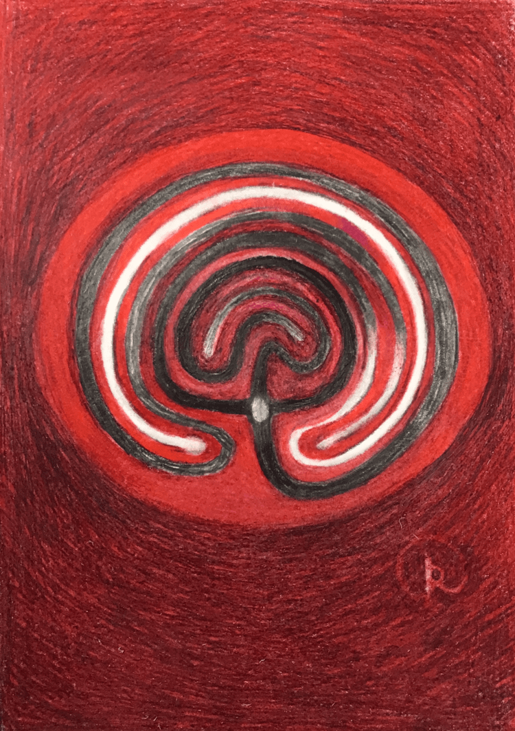 The Labyrinth and the Root Chakra | Chakra painting | Contemporary Spiritual Paintings | The Muladhara Chakra | Root Chakra | Czakra Podstawy | Czakra korzeni | Ćakra Korzenia | Ćakra Podstawy